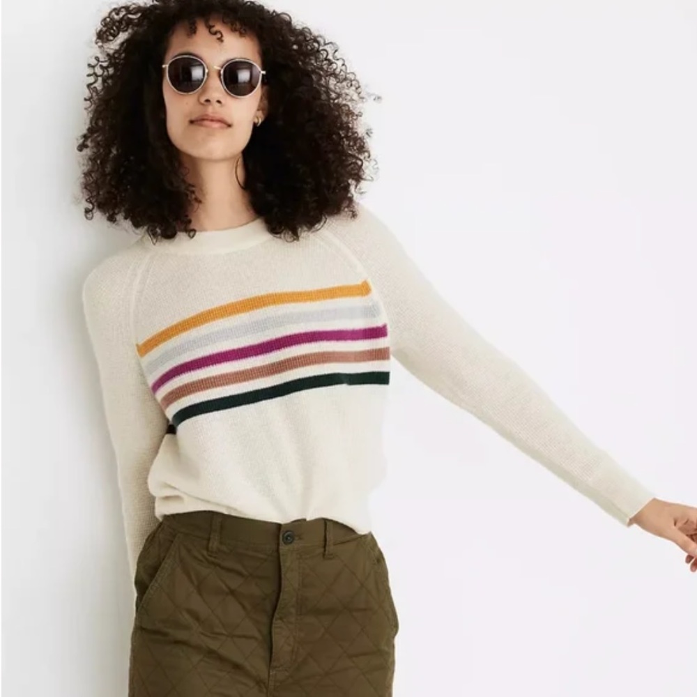 NWT Madewell Cashmere Stripe Sweatshirt Top Sweater